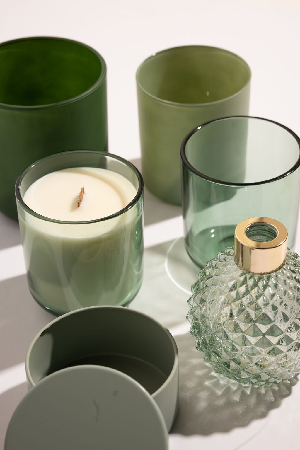 8 oz Transparent Green Candle Glass